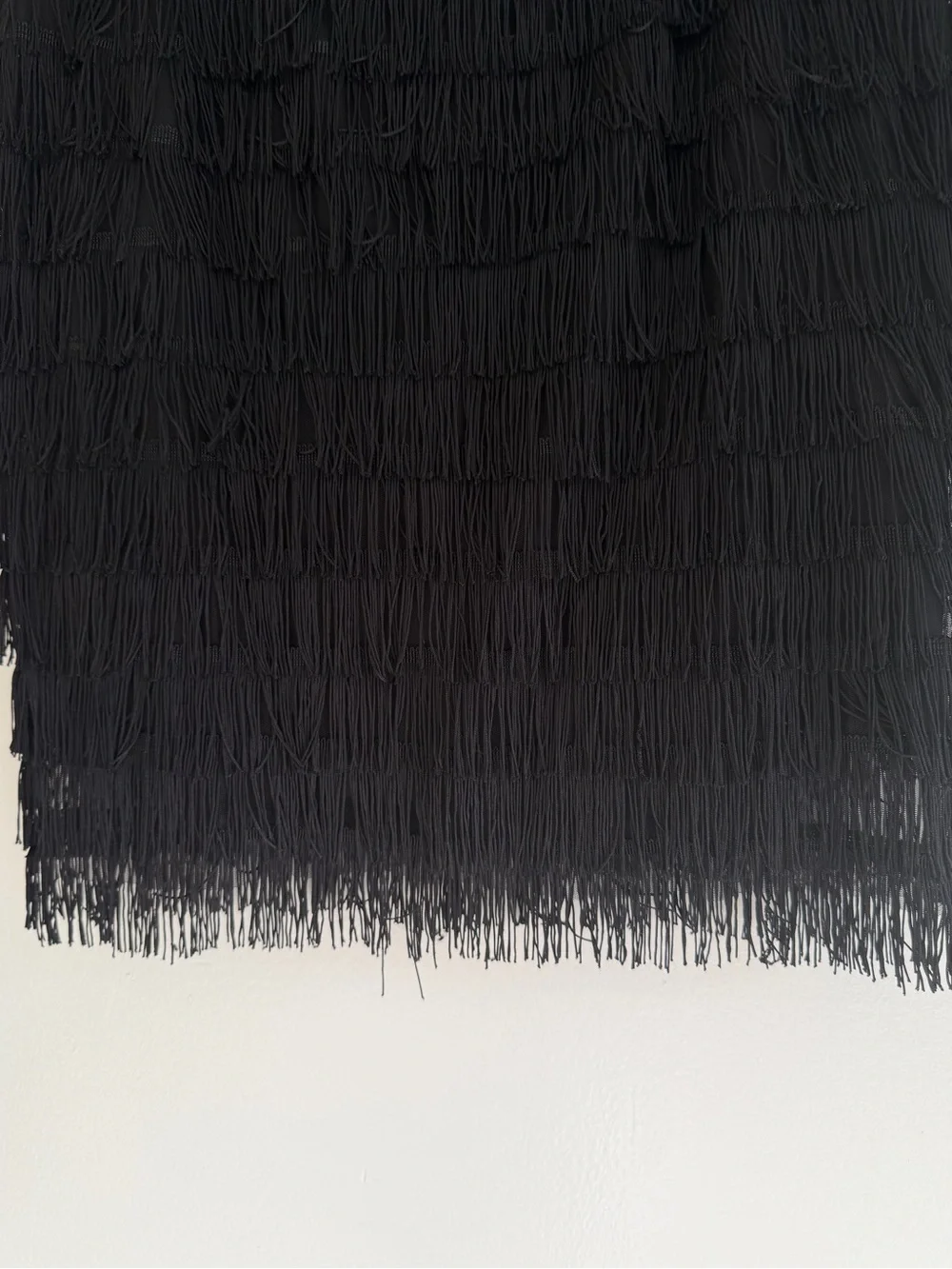 Eliza J Black Fringe Sleeveless Top and Skirt Two Piece Set Size 6 8578